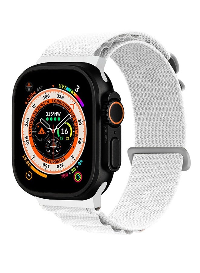 Replacement Band for Apple Watch Band 49mm 46mm 45mm 44mm - Alpine Loop Band for Women Men - Adjustable With Metal G-Hook - White - Image 4